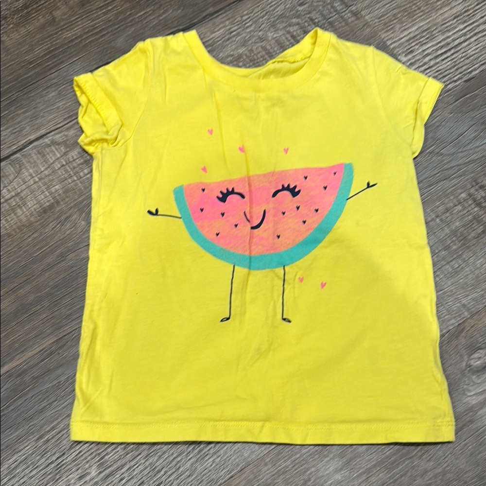 Carter's Yellow Tee with Smiling Watermelon